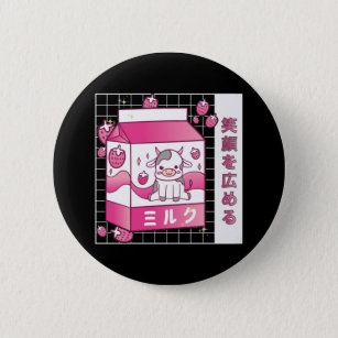 Chapa Redonda De 5 Cm Bola de fresa de anime japonesa Carton Cute de vac