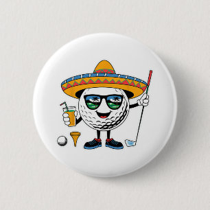 Chapa Redonda De 5 Cm Bola de Golf Divertida Cinco De Mayo con Sombrero