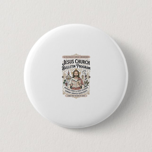 Chapa Redonda De 5 Cm Boletín de la Iglesia de Jesús Programa Boletín de (Anverso)