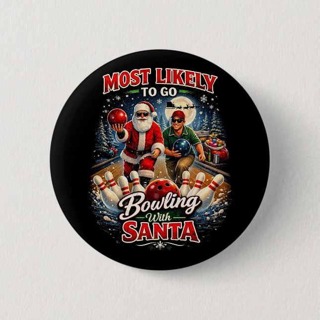 Chapa Redonda De 5 Cm Boliche con Santa (Anverso)