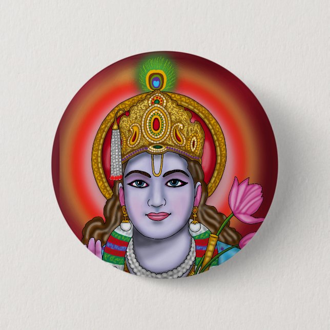 Chapa Redonda De 5 Cm Bolsa de mano Shree Krishna (Anverso)