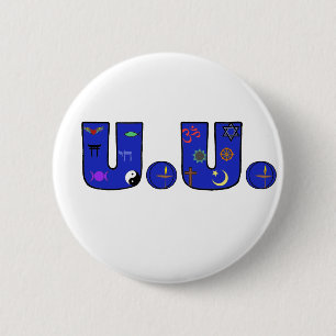Chapa Redonda De 5 Cm Bolso religioso azul de los símbolos de UU