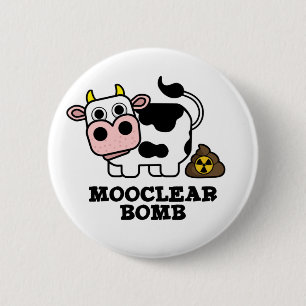 Chapa Redonda De 5 Cm Bomba Mooclear Funny Cow Pun