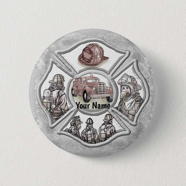 Chapa Redonda De 5 Cm Bombero cruzado de Malta (Anverso)
