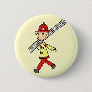 Chapa Redonda De 5 Cm Bombero de palitos con escalera
