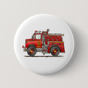 Chapa Redonda De 5 Cm Bombero del coche de bomberos del rescate de la