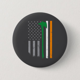 Chapa Redonda De 5 Cm Bombero Irlandés Bandera Americana Genial Día de S