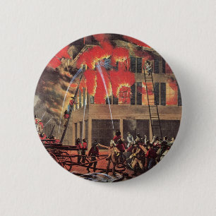 Chapa Redonda De 5 Cm Bomberos de negocios de época, bomberos