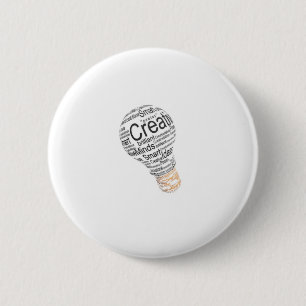 Chapa Redonda De 5 Cm bombilla con la tipografía que celebra creativida