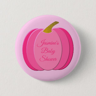 Chapa Redonda De 5 Cm Bonito Bebé Rosa Personalizado Calabaza Baby Showe