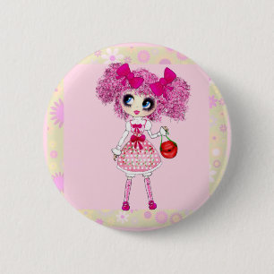 Chapa Redonda De 5 Cm Bonito en el Chica rosado Kawaii PinkyP