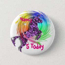 Chapa Redonda De 5 Cm Bonito Fantasía Arcoiris Unicornio Edad Personaliz