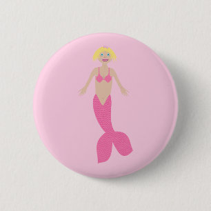 Chapa Redonda De 5 Cm Bonito Fantasía rosa Mermaid