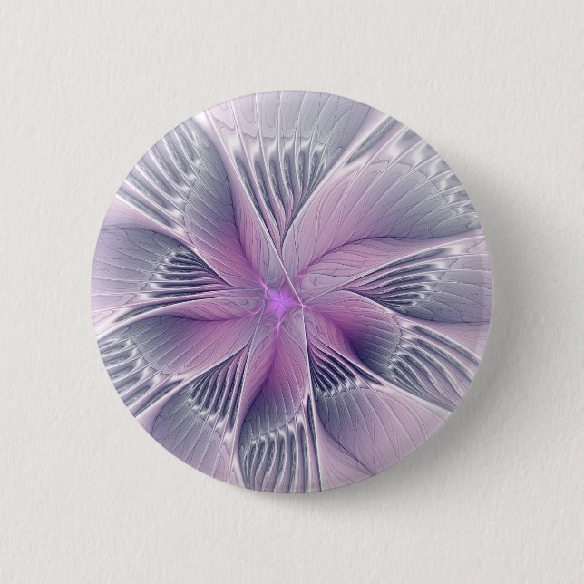 Chapa Redonda De 5 Cm Bonito Flor Rosa Moderna Resumen Arte Fractal (Anverso)