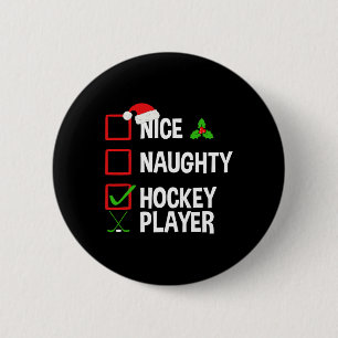 Chapa Redonda De 5 Cm Bonito jugador de hockey Navidades divertidos navi