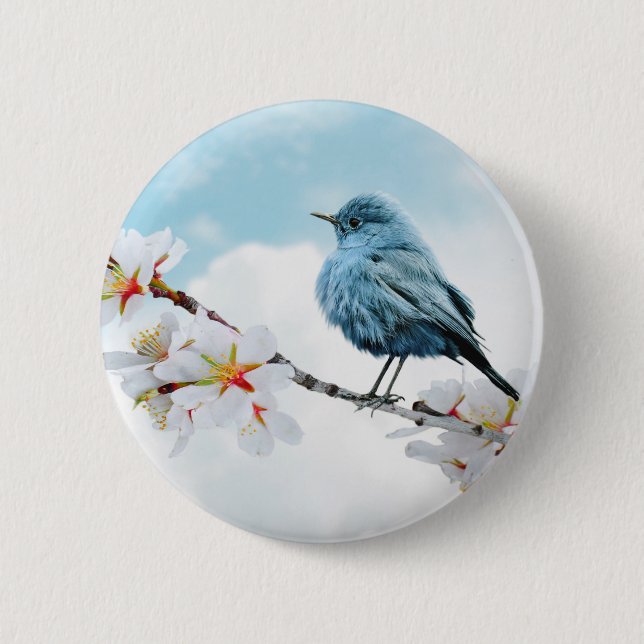 Chapa Redonda De 5 Cm Bonito Little Bluebird (Anverso)