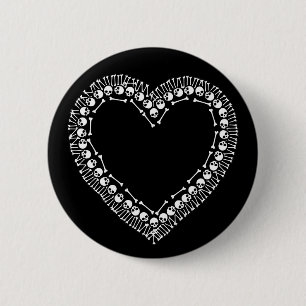 Chapa Redonda De 5 Cm Bonito Skull Heart