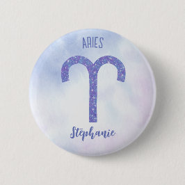 Chapa Redonda De 5 Cm Bonitos Aries Rótulo Astrología Púrpura Personaliz