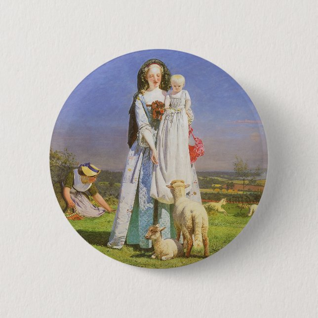 Chapa Redonda De 5 Cm Bonitos Baa Lambs de Ford Madox Brown (Anverso)