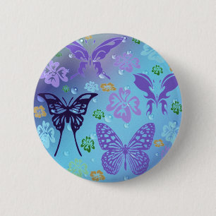 Chapa Redonda De 5 Cm Bonitos Blues Butterflies