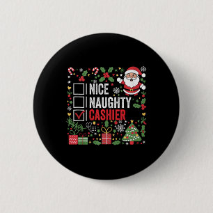 Chapa Redonda De 5 Cm Bonitos Navidades graciosos de Naughty Cashier San