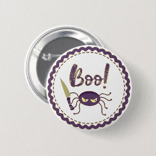 Chapa Redonda De 5 Cm ¡Boo! Araña de Halloween mano T-Shirt