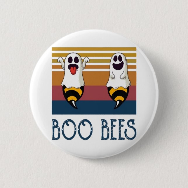 Chapa Redonda De 5 Cm Boo Bees Pareja Ghost Halloween (Anverso)