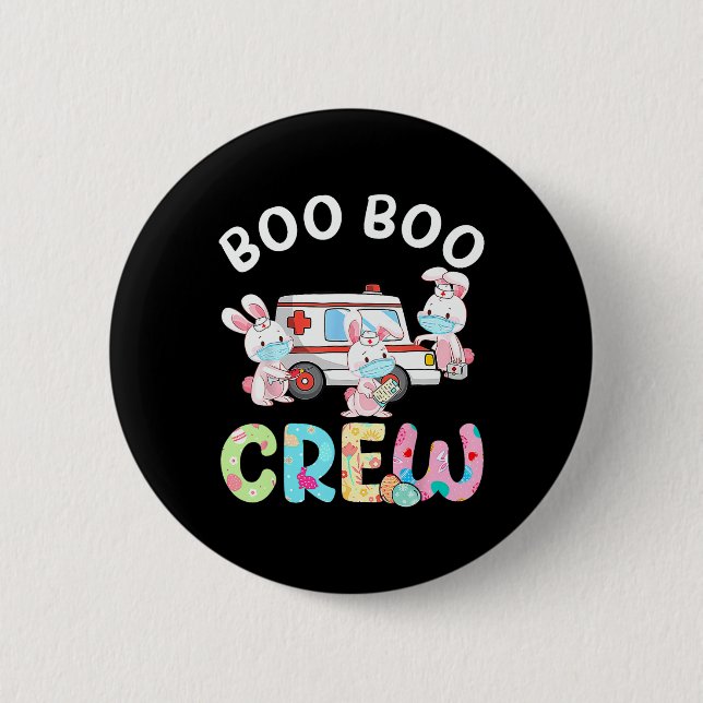 Chapa Redonda De 5 Cm Boo Boo Crew Divertido Conejito Ems Emt Enfermera  (Anverso)