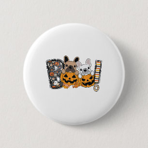 Chapa Redonda De 5 Cm Boo Bulldog francés Calabaza de caramelo de perro