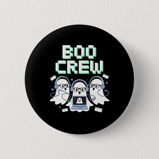 Chapa Redonda De 5 Cm Boo Crew Halloween It Tech Help Desk Stem (Anverso)
