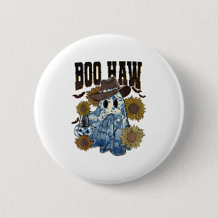 Chapa Redonda De 5 Cm Boo Haw Cowboy Ghost Blue Denim Trendy Patchwork H