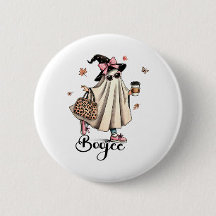 Chapa Redonda De 5 Cm Boo Jee Ghost Ice Coffee Coquette Bow Halloween Wo