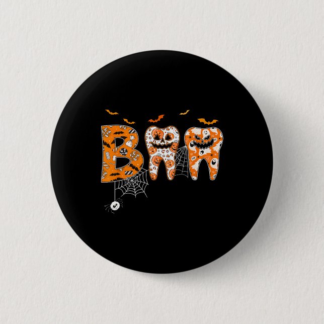 Chapa Redonda De 5 Cm Boo Teeth Calabaza Dentista Halloween Higienista D (Anverso)