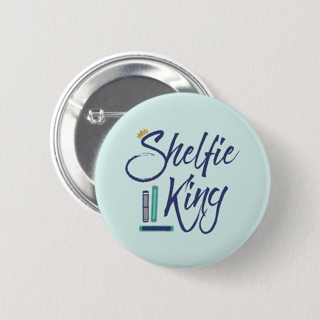 Chapa Redonda De 5 Cm Booklover Shelfie King (Anverso y reverso)
