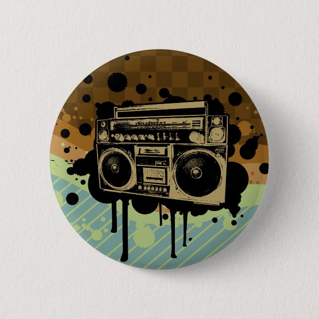 Chapa Redonda De 5 Cm BoomBox (Anverso)