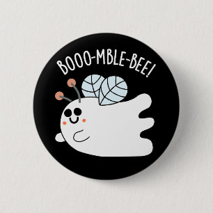 Chapa Redonda De 5 Cm Booomble Bee Funny Ghost Bee Pun Dark BG