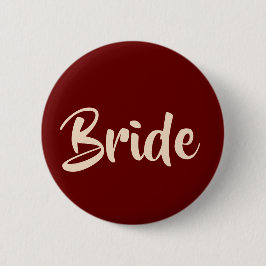Chapa Redonda De 5 Cm Borgoña y la novia de la fiesta de la boda en Rubo