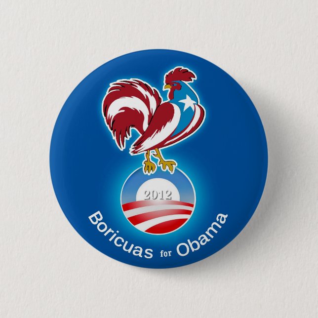 Chapa Redonda De 5 Cm Boricuas para Obama 2012 (Anverso)