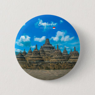 Chapa Redonda De 5 Cm Borobudur, Indonesia - Antiguo templo budista