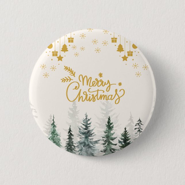 Chapa Redonda De 5 Cm Bosque acuático Feliz Navidad (Anverso)