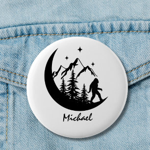 Chapa Redonda De 5 Cm Bosque de la Luna de BigFoot Sasquatch Montañas Pe