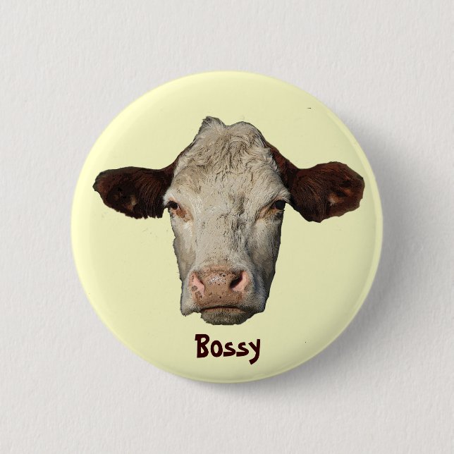 Chapa Redonda De 5 Cm Bossy la vaca (Anverso)