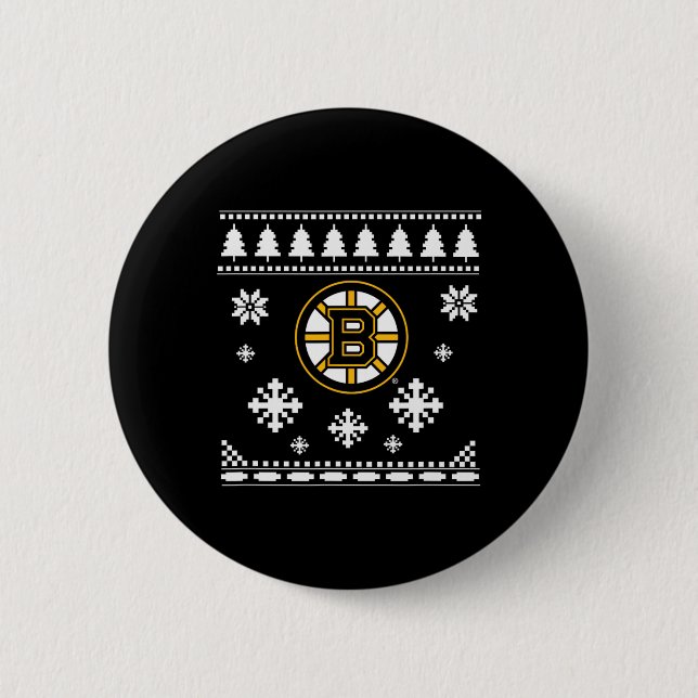 Chapa Redonda De 5 Cm Boston Bruins Navidades feos Sweater Holidaze (Anverso)