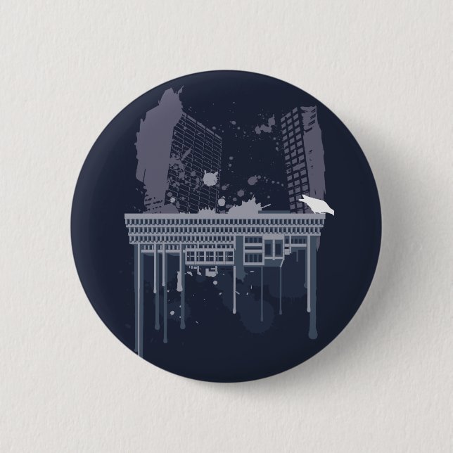 Chapa Redonda De 5 Cm Boston brutal (versión azul) (Anverso)