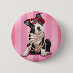 Chapa Redonda De 5 Cm Boston Terrier