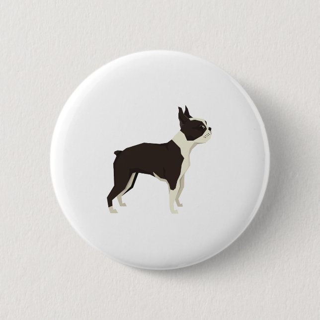 Chapa Redonda De 5 Cm Boston Terrier (Anverso)