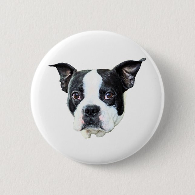 Chapa Redonda De 5 Cm Boston Terrier (Anverso)