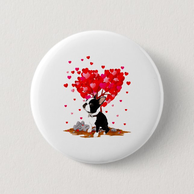 Chapa Redonda De 5 Cm Boston Terrier Lover Heart Shape Boston Terrier Va (Anverso)