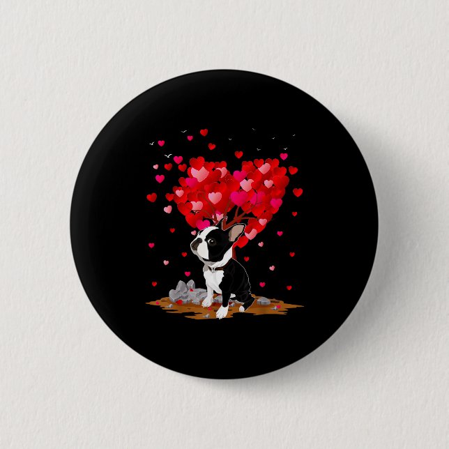 Chapa Redonda De 5 Cm Boston Terrier Lover Heart Shape Boston Terrier Va (Anverso)