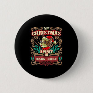 Chapa Redonda De 5 Cm Boston Terrier Mis Navidades Perro Espiritual Sant